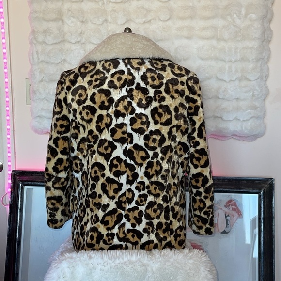 Coach  faux fur leopard spotted jacket with real shearling collar NWT brand new - Picture 5 of 12